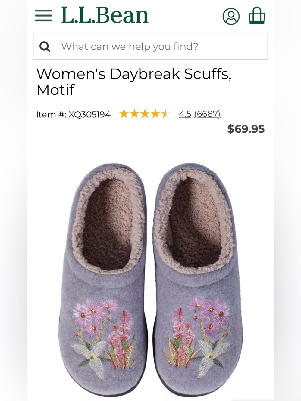 NWT LL Bean | Women's Daybreak Scuffs - Jess Franks Wild Flowers, size 10